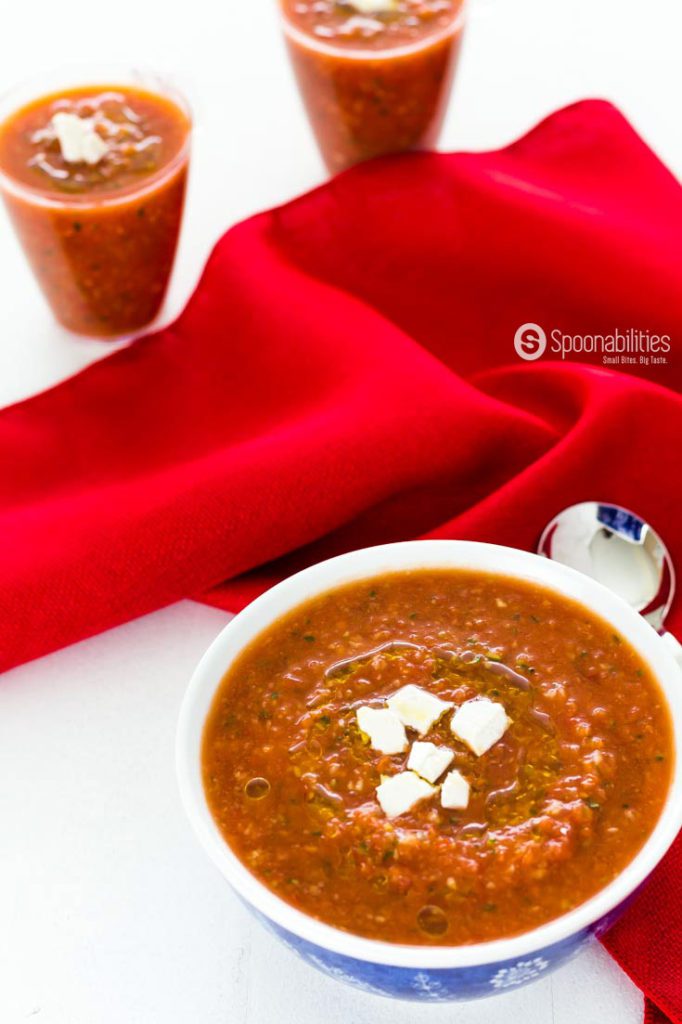 Easy Gazpacho Recipe with Roasted Red Pepper Salsa | Spoonabilities