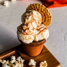 Kettle Corn Ice Cream (Salted Caramel Popcorn Ice Cream) - The Flavor Bender