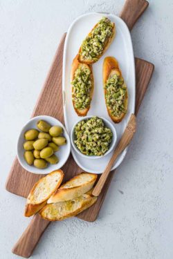 Greek Green Olive Crostini - Appetizer, Party Food | Spoonabilities