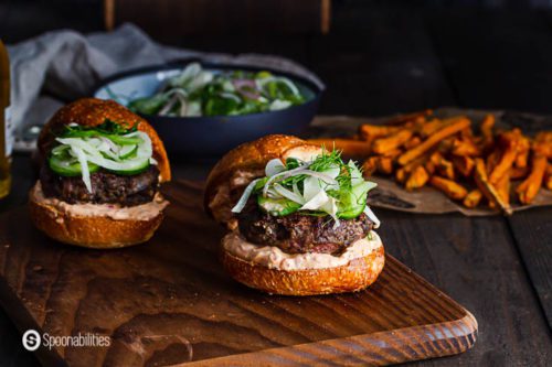 Spiced Lamb Burger with Fennel Cucumber & Celery Slaw - Spoonabilities