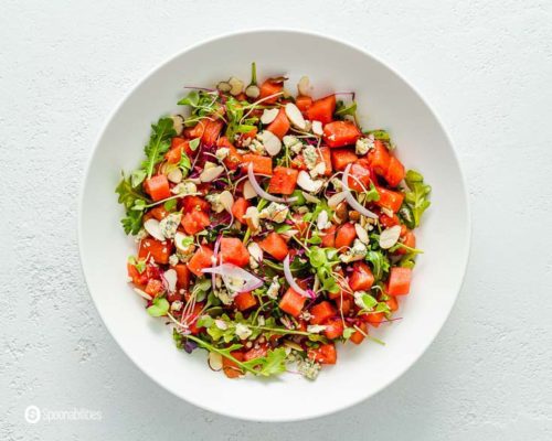 Watermelon Salad with Blue Cheese and Balsamic Vinaigrette