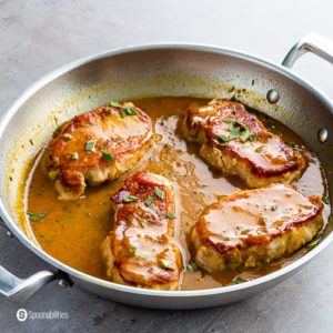 Pan-seared Pork Chops with Apricot Dijon Mustard Sauce - Spoonabilities