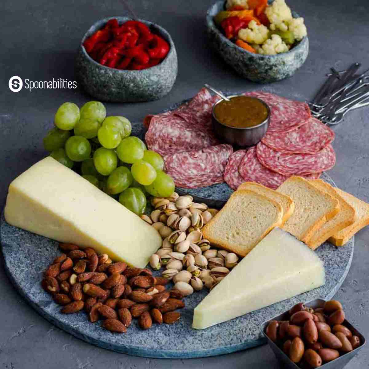 Exotic Meat & Cheese with Crackers Gift Set with Cutting Board and Knife Set - 16 Piece Set